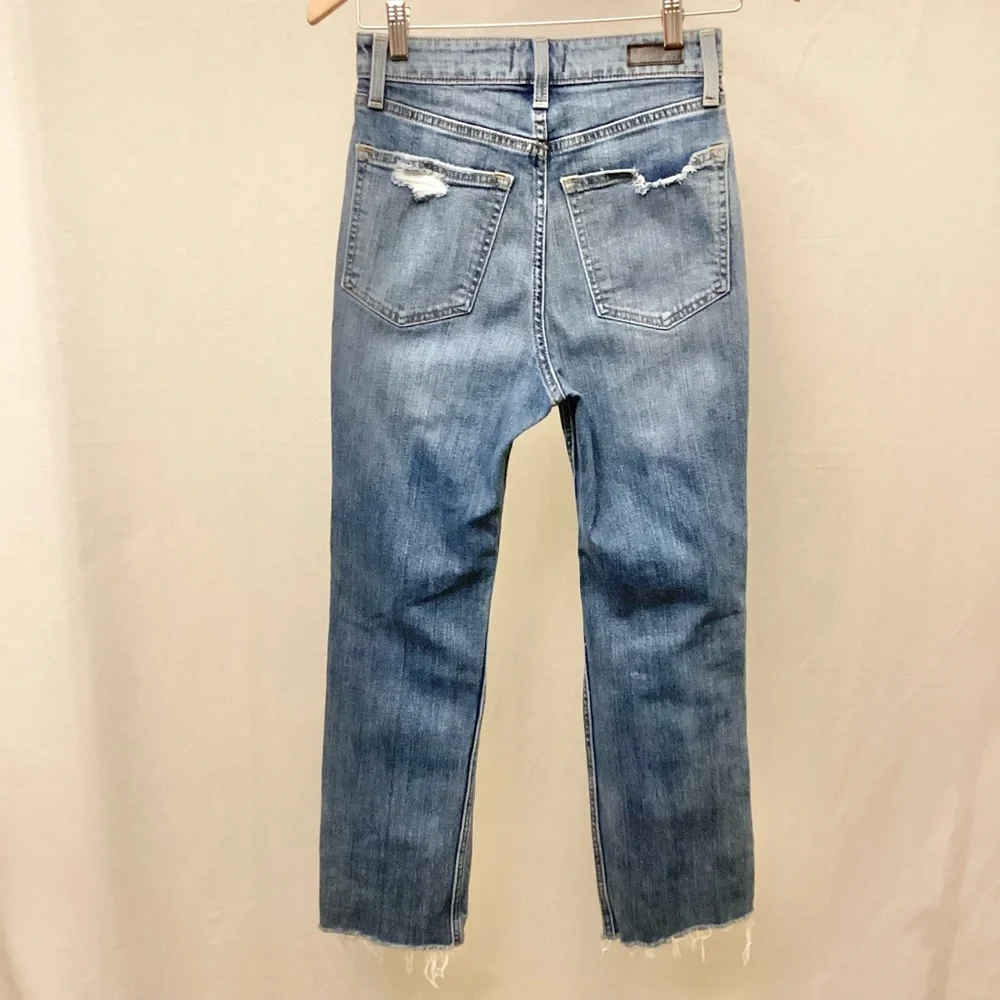 Abercrombie 4 (27) Zoe Natural Rise Ankle Straight Women’s Distressed Jeans